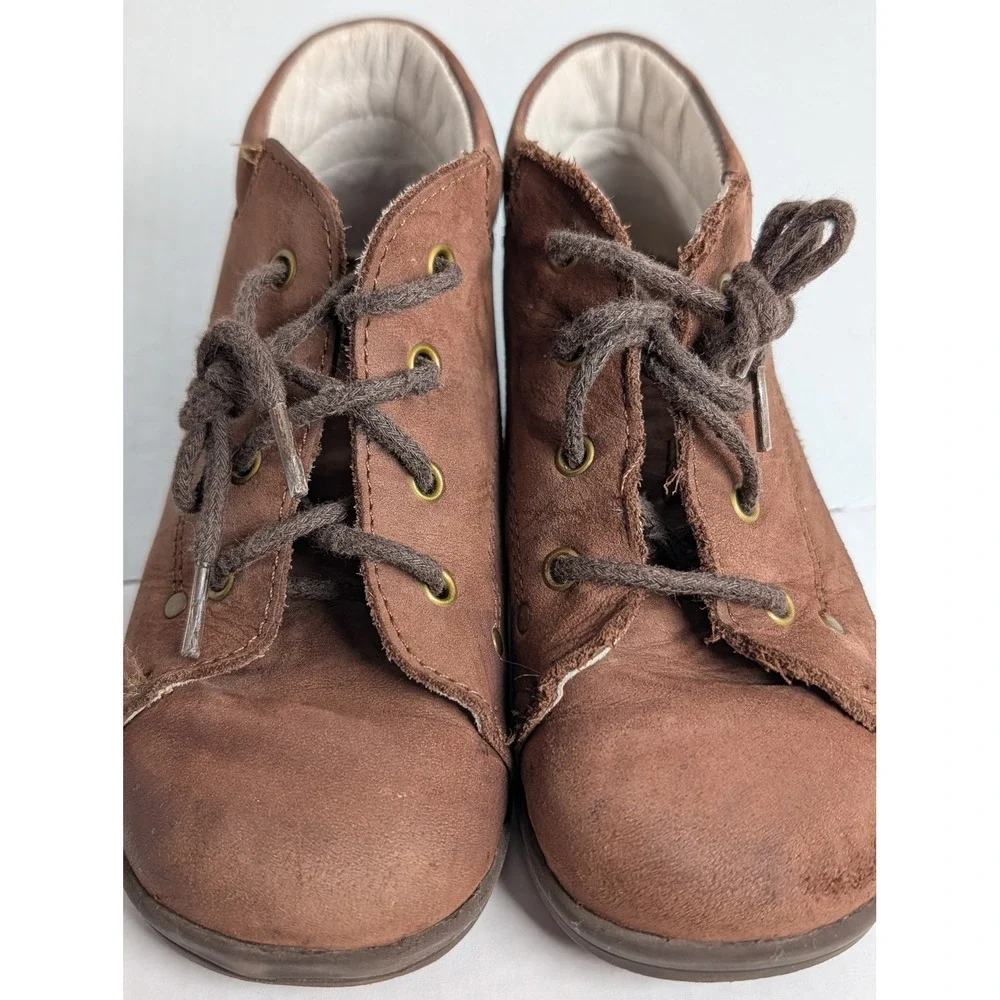 Boompa Toddler Brown Suede Lace Up Shoes Boots Made In Spain Size 7.5